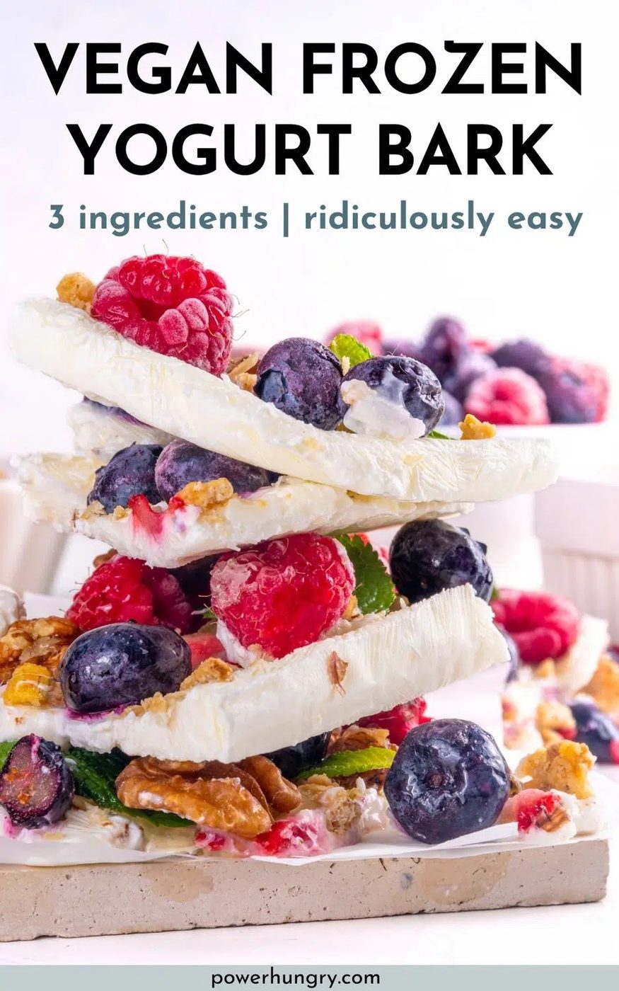 stack of vegan frozen yogurt bark