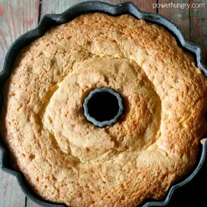 The reliable vegan vanilla bundt cake cooling in a metal pan