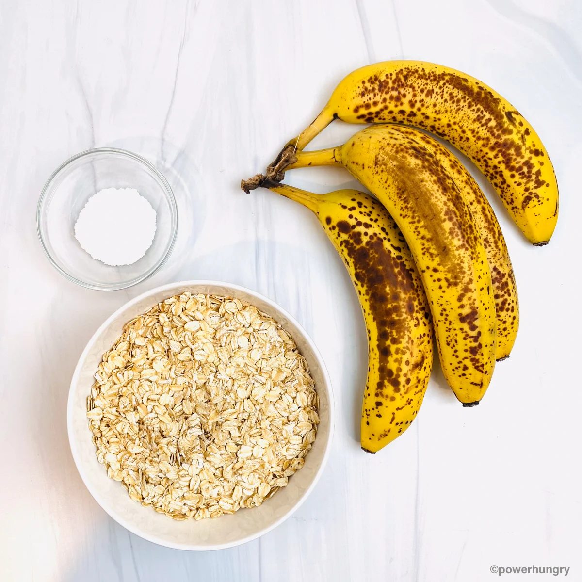 ingredients for 3 ingredient banana oat muffins
