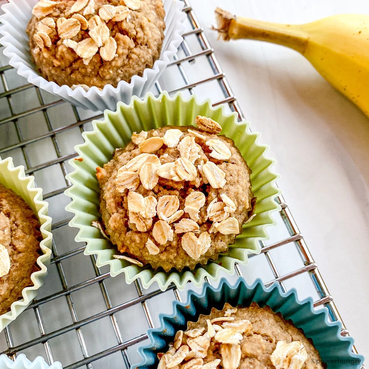 banan muffins cooling on a cooling rack