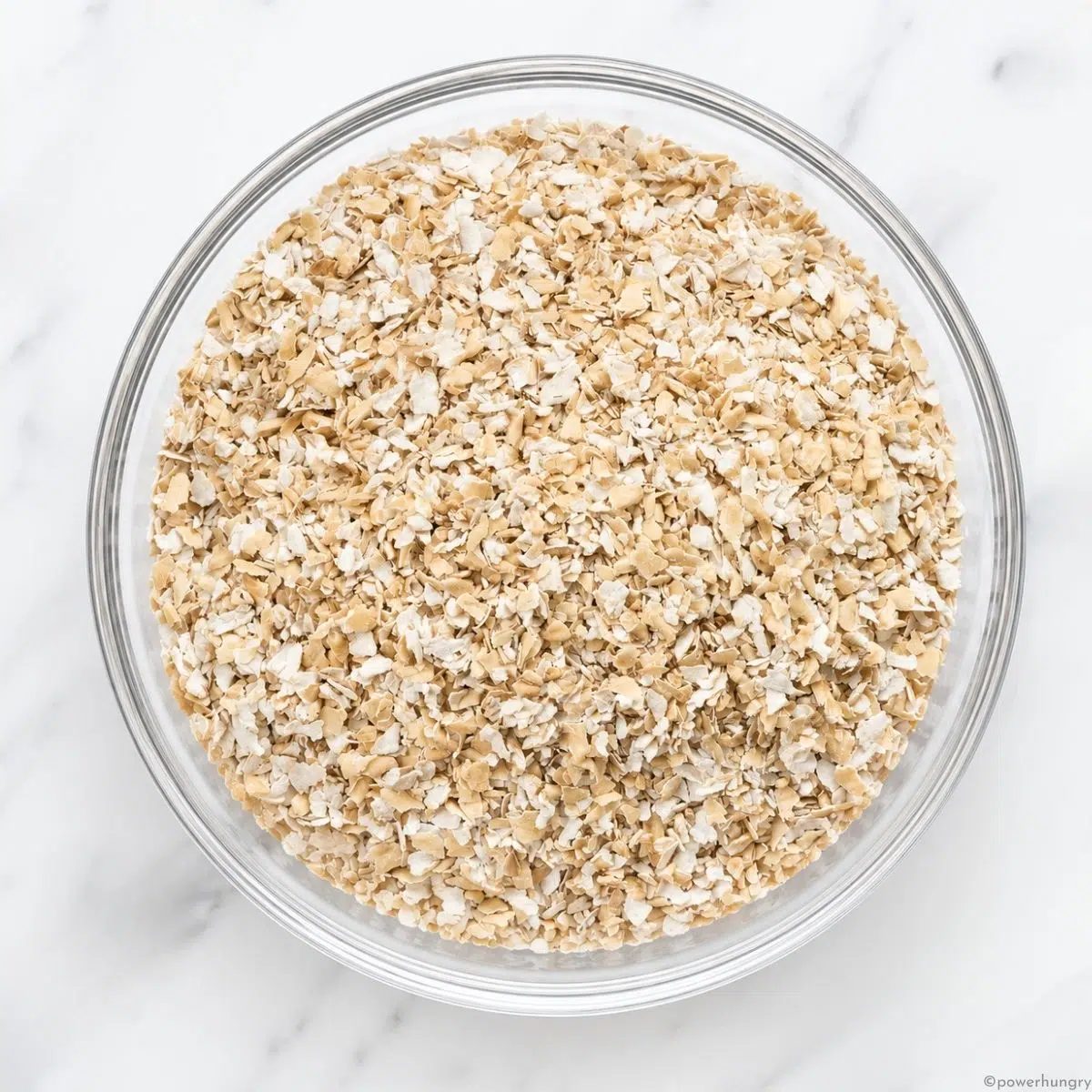 oat bran in a clear glass bowl