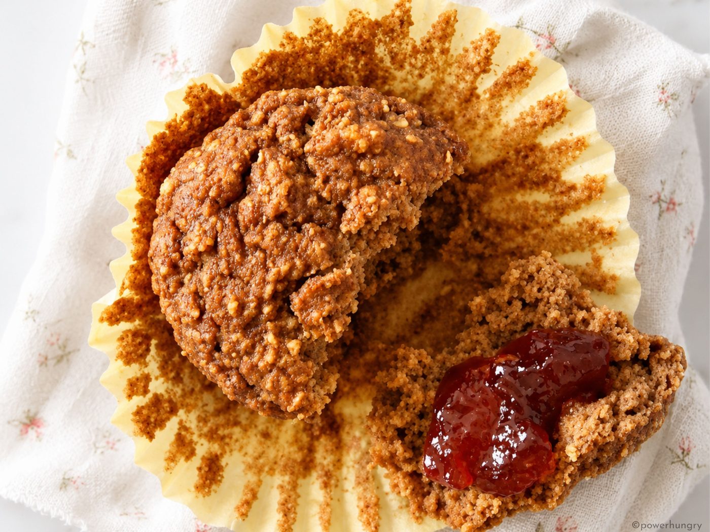 interior of a vegan oat bran muffin