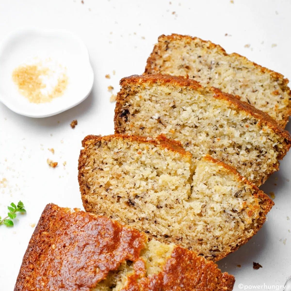 vegan gluten-free pound cake in a white cutting board