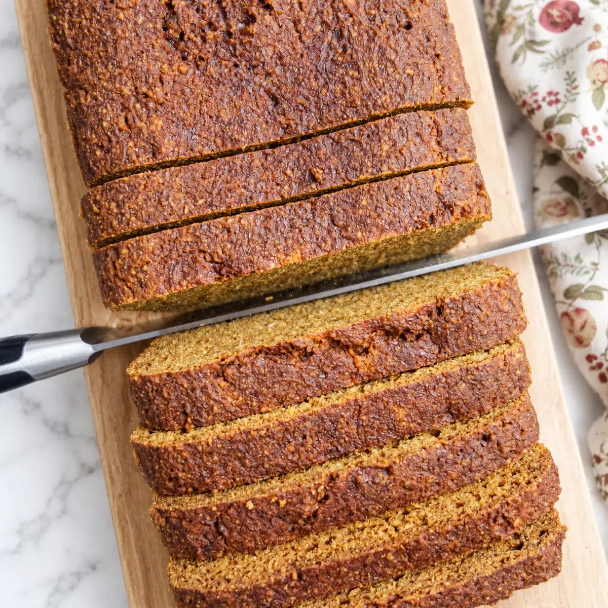 vegan almond flour pumpkin bread sliced