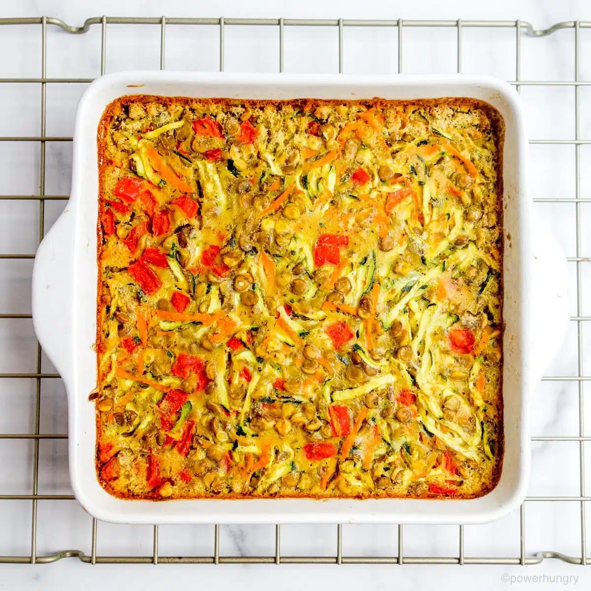 baked lentil bars on a cooling rack