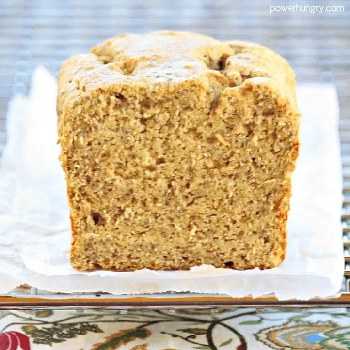 Vegan Chickpea Flour Banana Bread on a Cooling Rack, Sliced