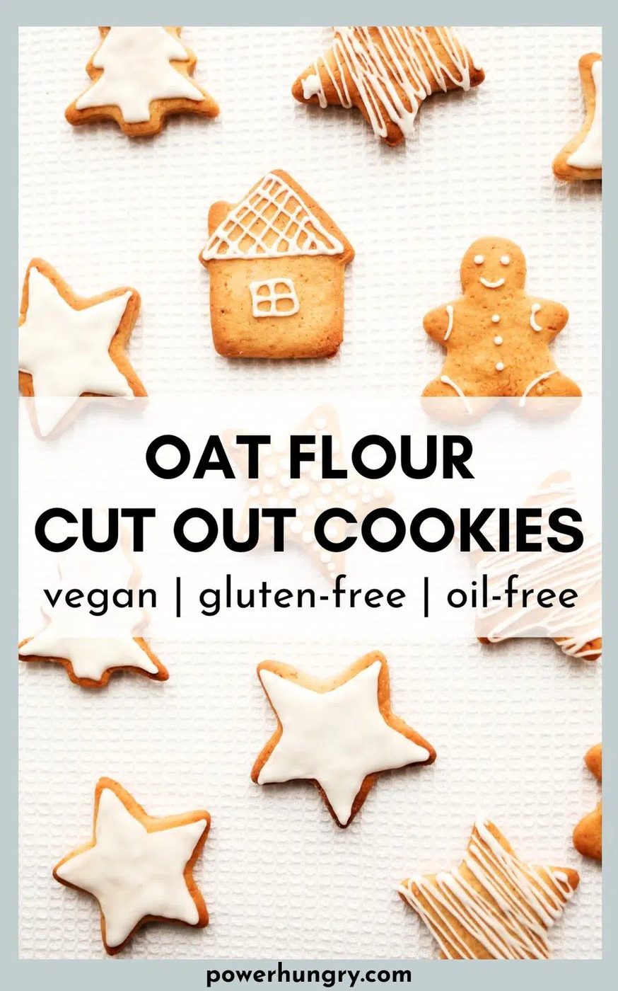 collage of oat flour cut out sugar cookies