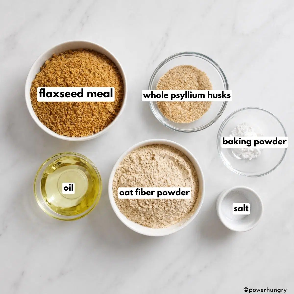 overhead shot of the ingredients needed for vegan at fiber bread