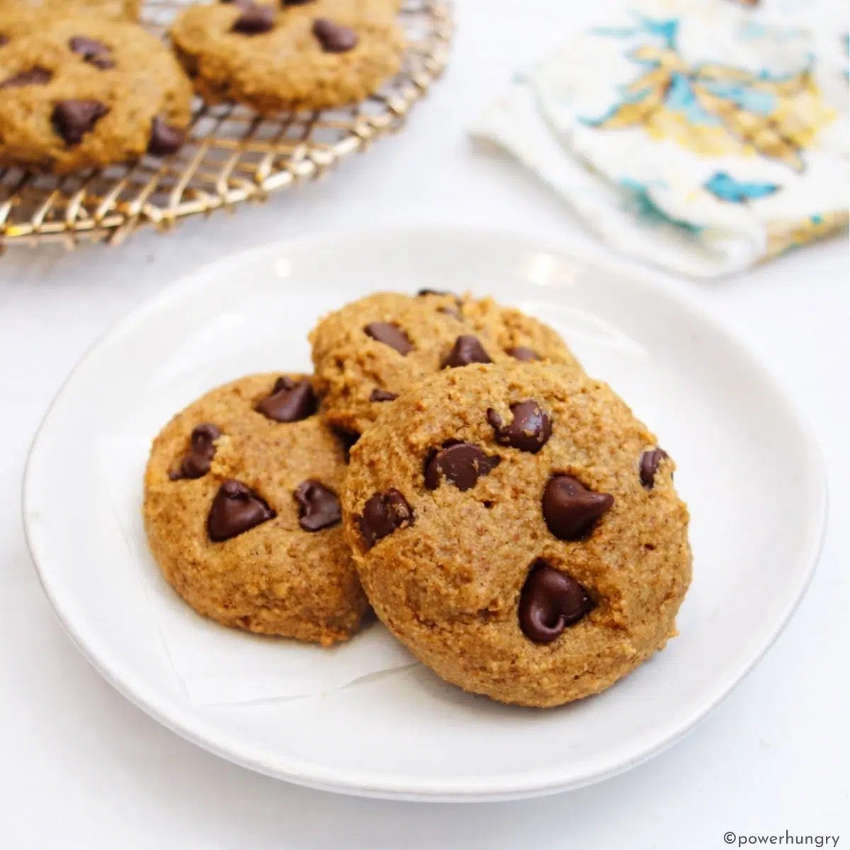 oat flour chocolate chip cookies on plate