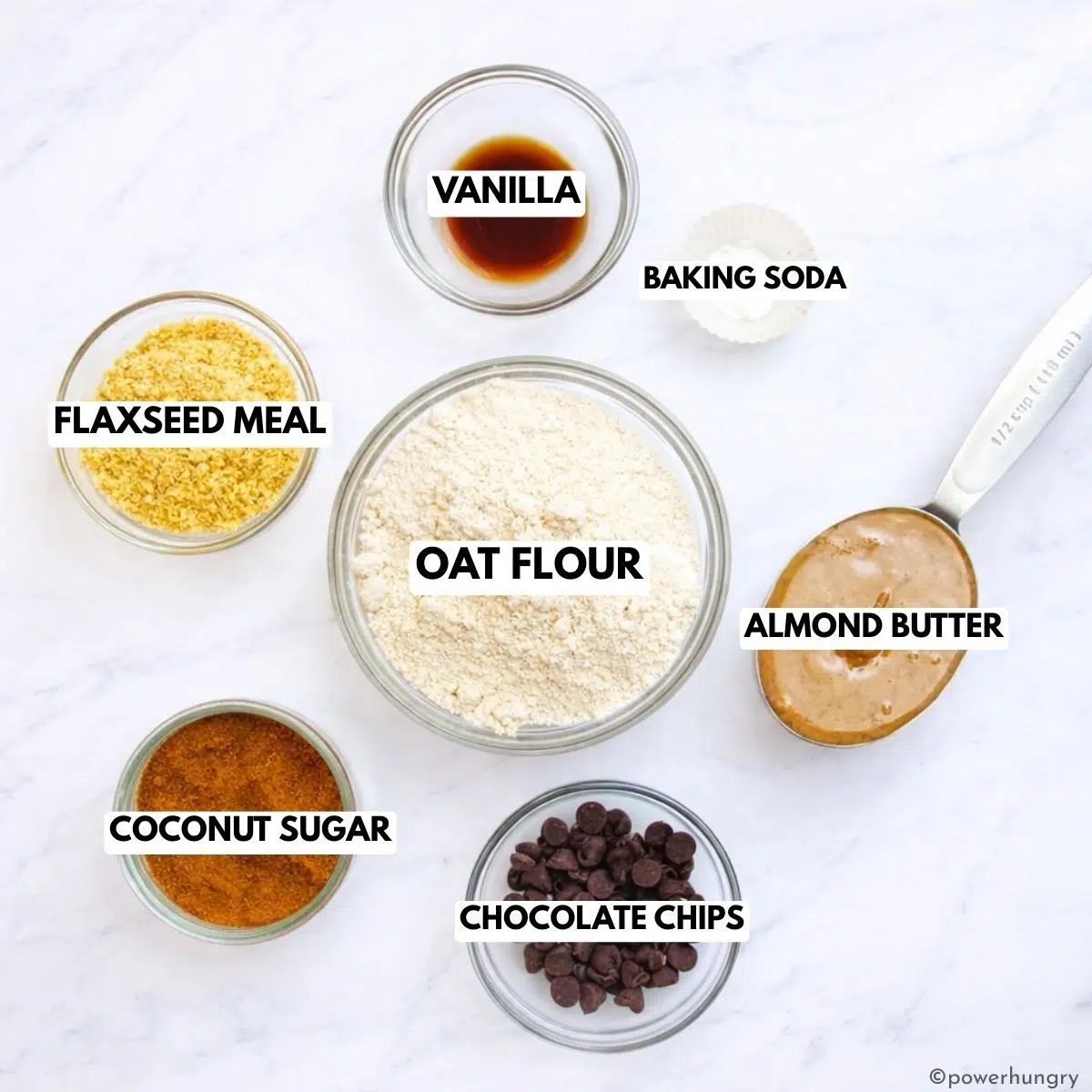 ingredients for oat flour chocolate chip cookies