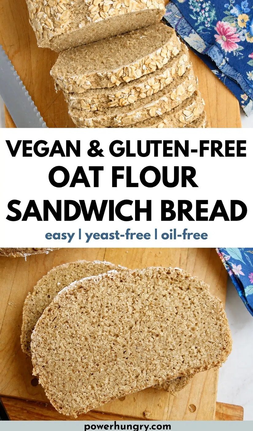 2 photo collage of vegan gluten-free oat sandwich bread