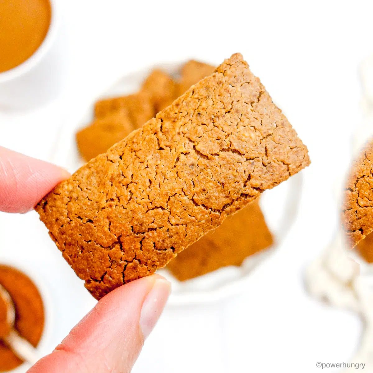 closeup of a vegan oat speculaas cookie