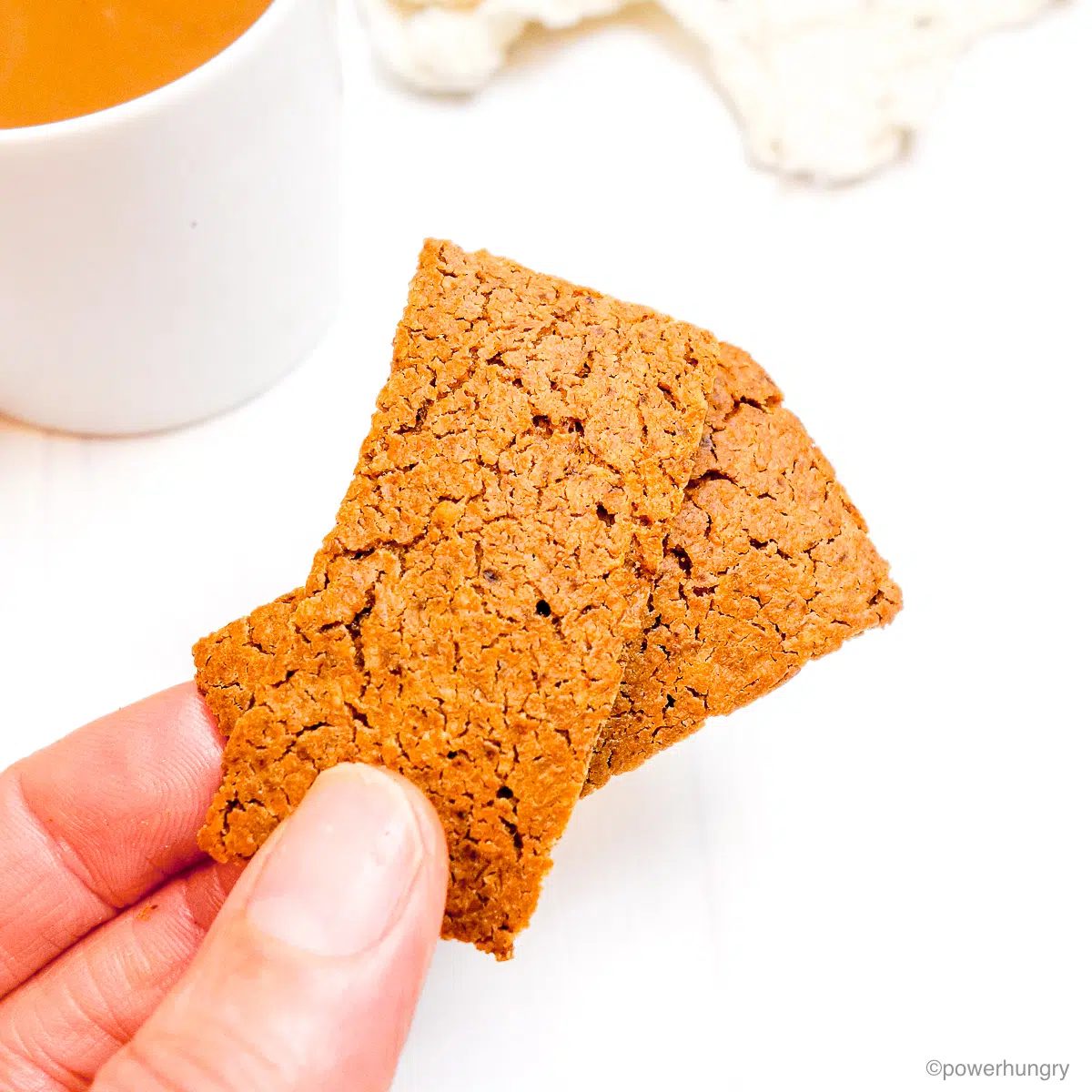 two vegan oat biscoff cookies