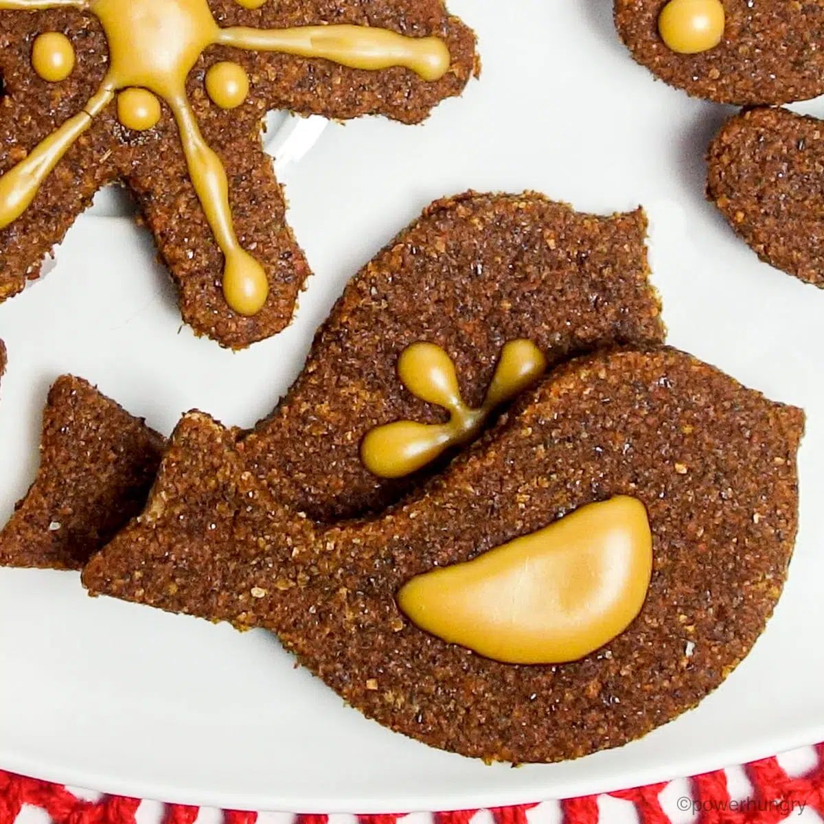 coconut flour chia gingerbread cookies on a plate