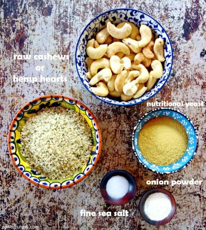 ingredients for vegan parmesan cheese