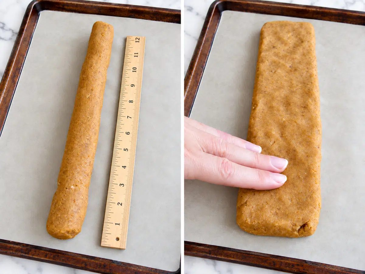shaping of pumpkin almond flour biscotti dough