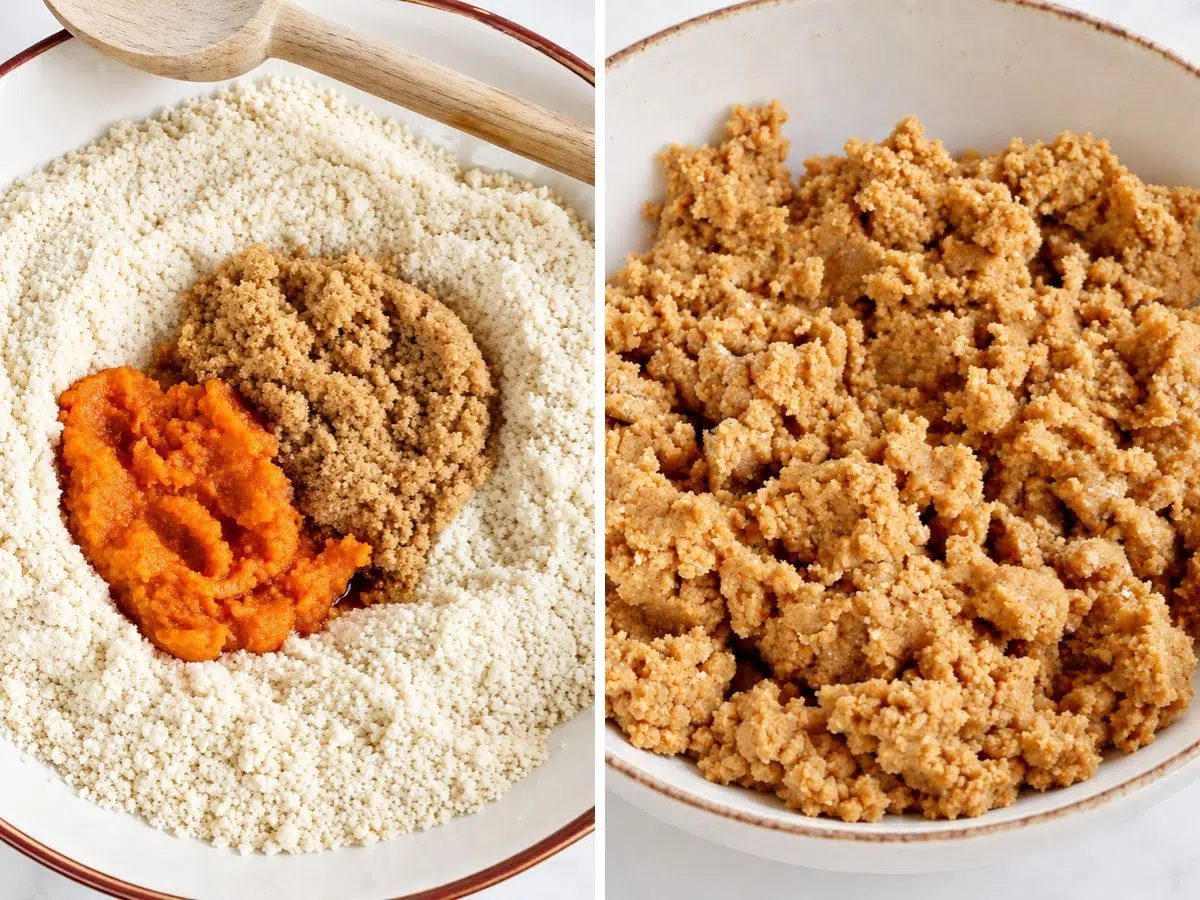 pumpkin almond flour biscotti dough in bowl