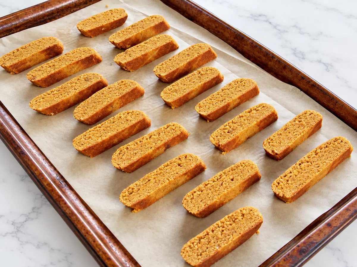 second bake of pumpkin almond flour biscotti