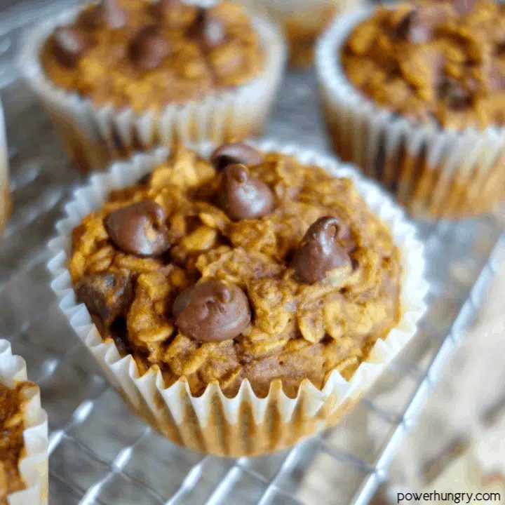 Up-close view of pumpkin oatmeal cup