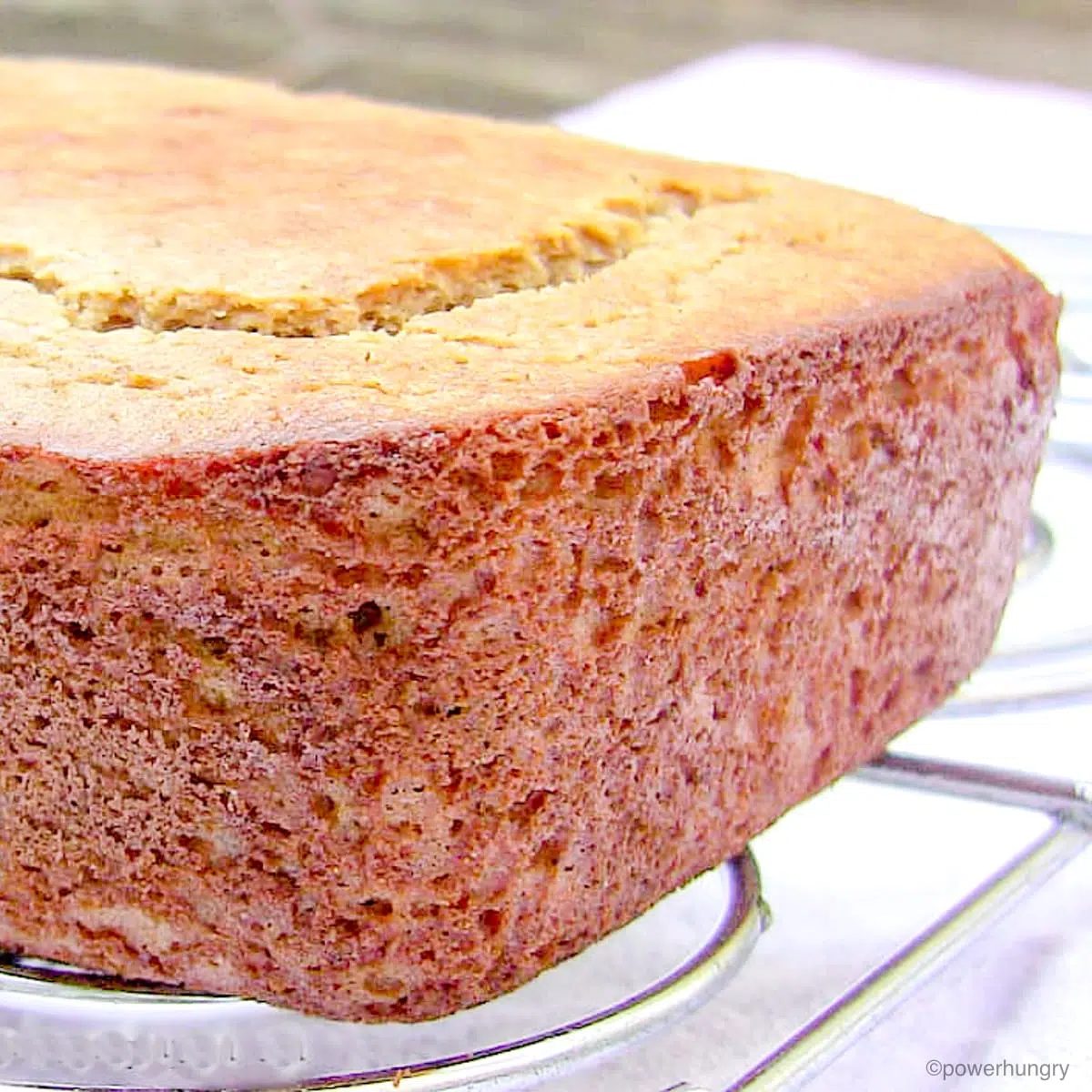 close up of a loaf of quinoa banana bread