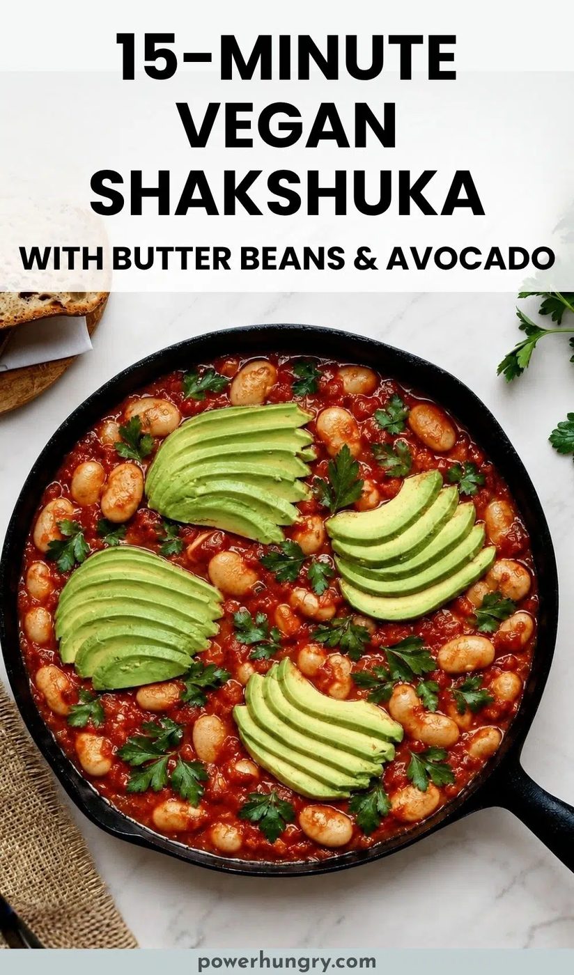 15 minute vegan shakshuka in a cast iron skillet