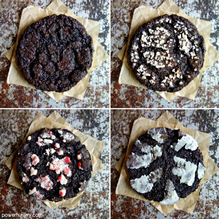 chocolate sunfower crinkle cookies with various coatings