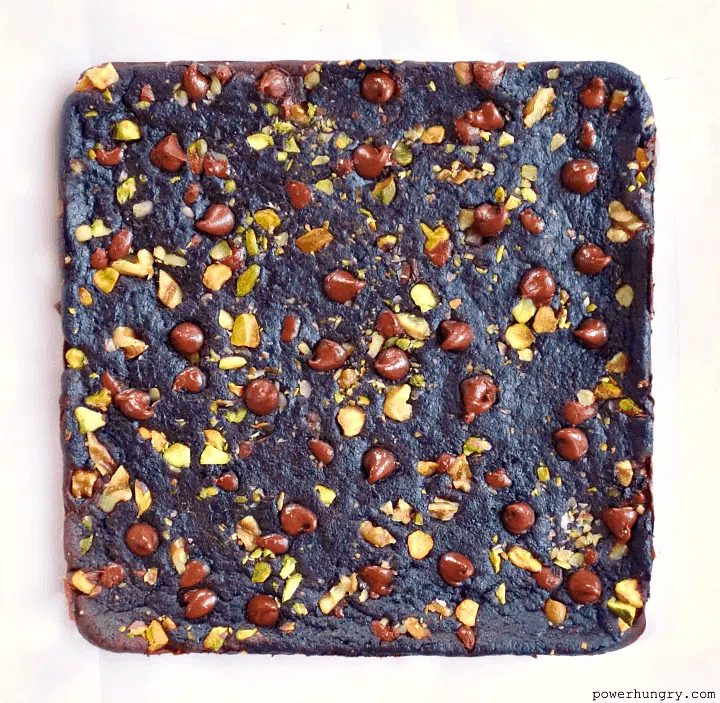 overhead shot of uncut baked tigernut flour brownies