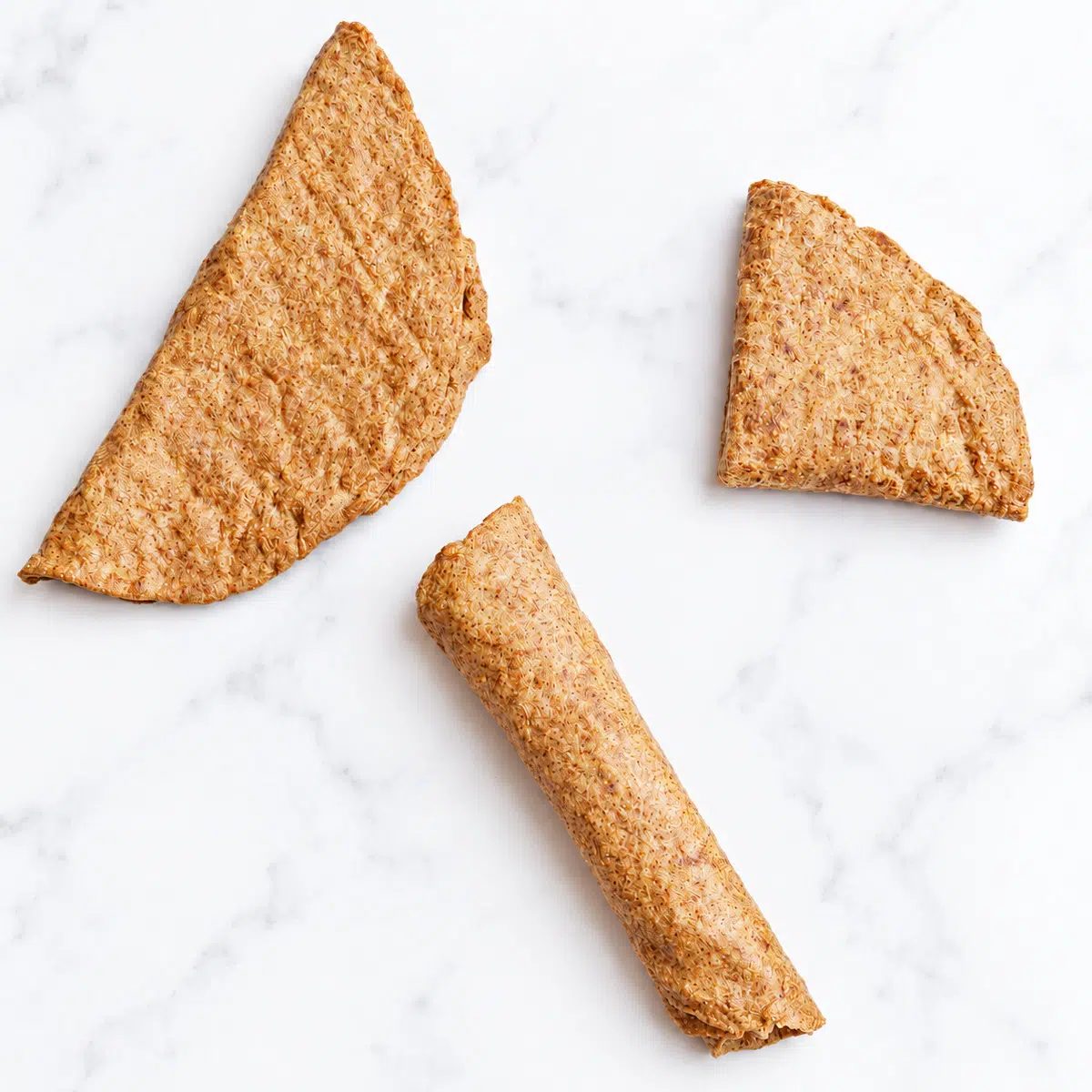 flaxseed tortillas folded and rolled