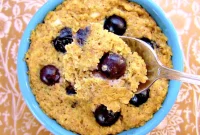 Wholesome Vegan Blueberry Oat Mug Muffin Gluten Free Oil Free