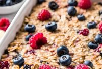 Vegan Oil-Free Gluten-Free Berry Banana Baked Oatmeal