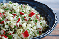 Simple Keto Vegan Radish Cauliflower Salad