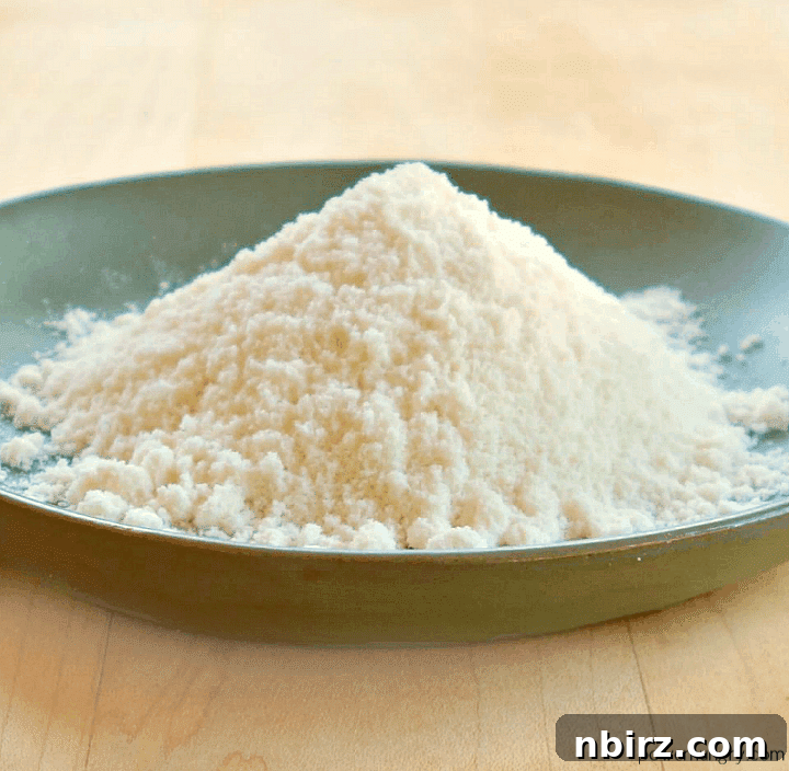 coconut flour in a sage green dish