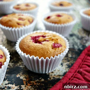A delicious vegan cranberry orange chickpea flour muffin.