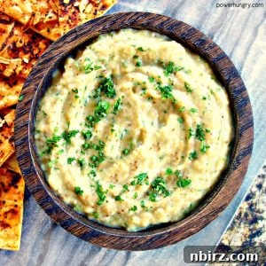 5-Ingredient Thai Eggplant Dip: Light & Flavorful 2 thai inspired eggplant dip in a wooden bowl