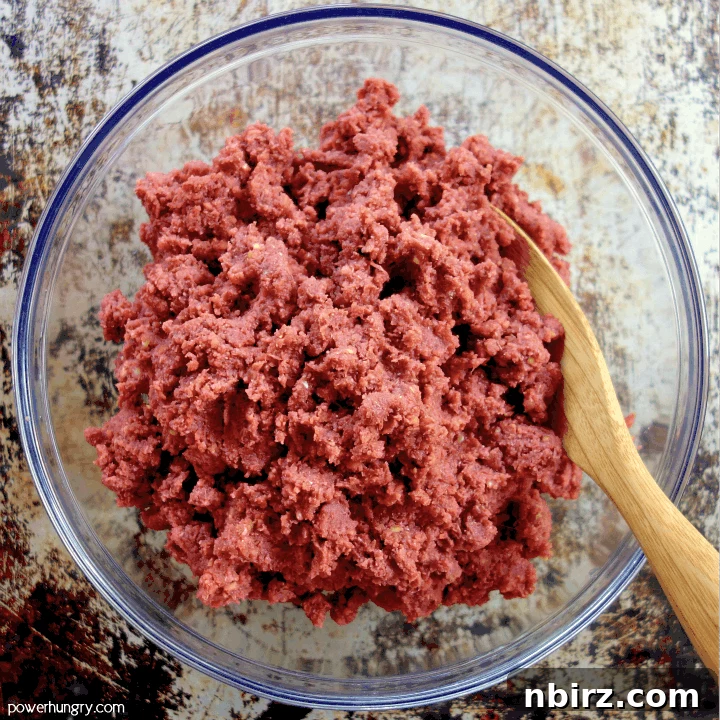 Soy-Free Vegan Beef Crumbles 11 Bowl of mixed, uncooked DIY vegan ground beef