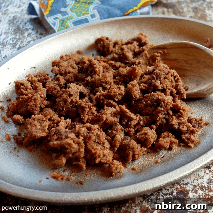 Soy-Free Vegan Beef Crumbles 3 Vegan ground beef browned in skillet