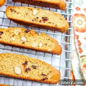 protein powder biscotti on a wire cooling rack