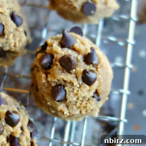 no bake cookie dough portions on a wire rack
