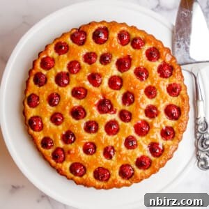 Vegan Raspberry Tart: A Gluten-Free Delight 11 Baked vegan no-crust raspberry almond tart on a white cake plate