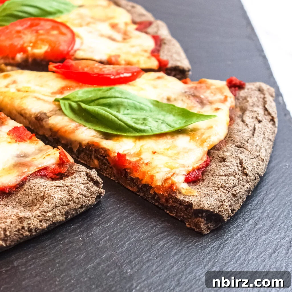 Two-for-Tea Buckwheat Pizza: Simplicity on a Slice 2 Close-up of the crispy edge of a delicious and easy buckwheat flour pizza crust.