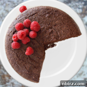 vegan coconut flour chocolate cake on a white plate