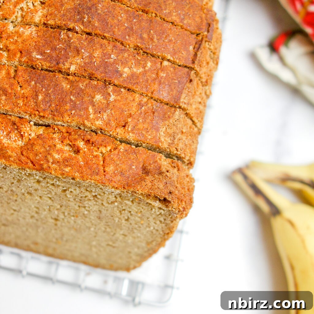 close up of millet banana bread, sliced 