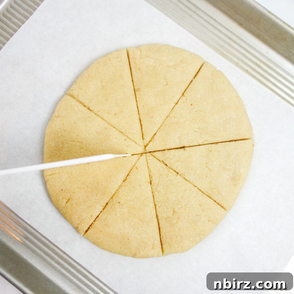 Effortless Almond Flour Scones: A Vegan & Gluten-Free Delight 10 Cutting Scone Dough into Wedges