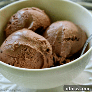 Chocolate Peanut Butter Banana Ice Cream in a white bowl