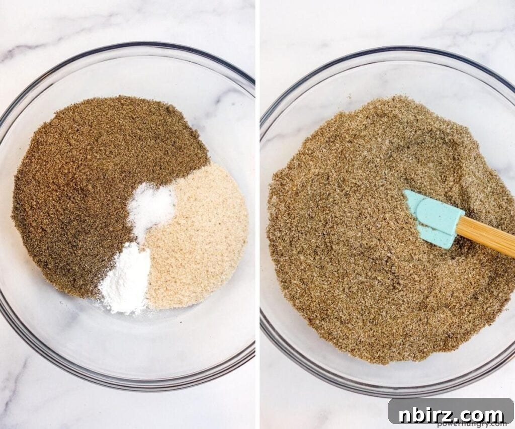 Dry ingredients combined in a bowl for chia bread