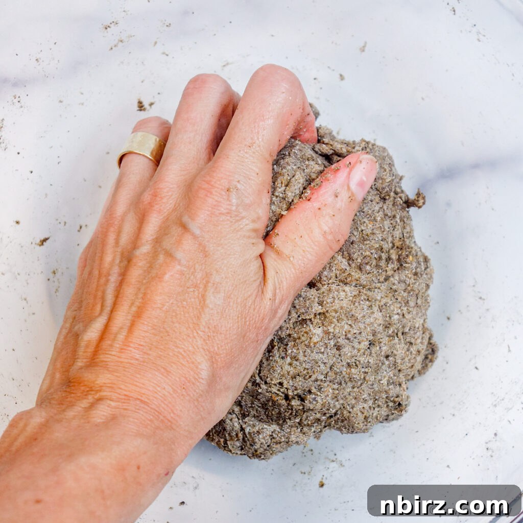 Chia bread dough shaped into a ball