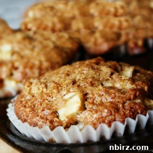 Naturally Wholesome Vegan Apple Coconut Muffins 2 Close-up of apple cinnamon coconut flour muffins in a muffin tin, golden brown and enticing