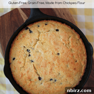 Vegan Grain-Free Blueberry Chickpea Skillet Bread 2 Blueberry Not-Cornbread