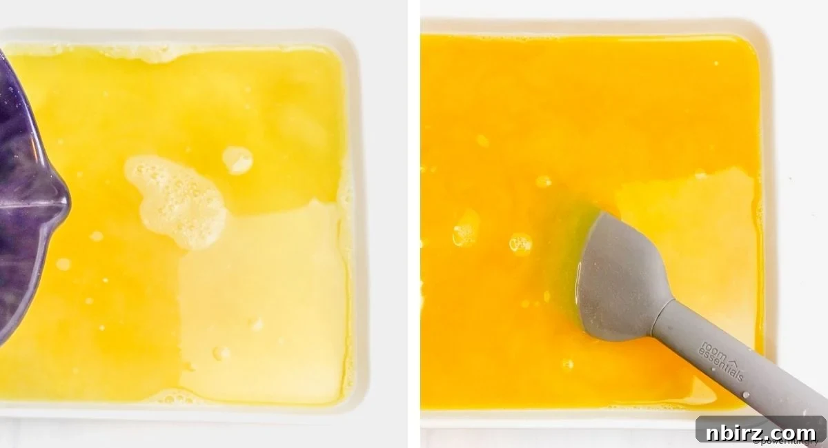 Protein-Packed Millet Nuggets: Just Two Ingredients 5 Two-photo collage showing the process of combining millet, nutritional yeast, and water in a white baking dish