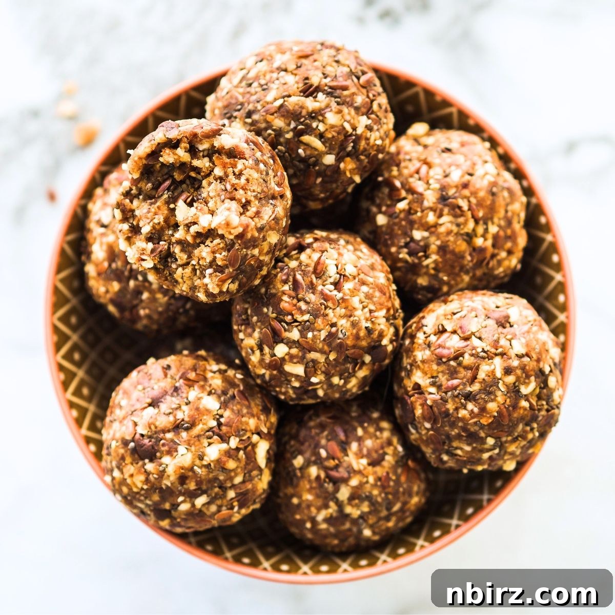 Simple Hemp Protein Power Bites 4 A bowl filled with freshly made no-bake hemp protein bites